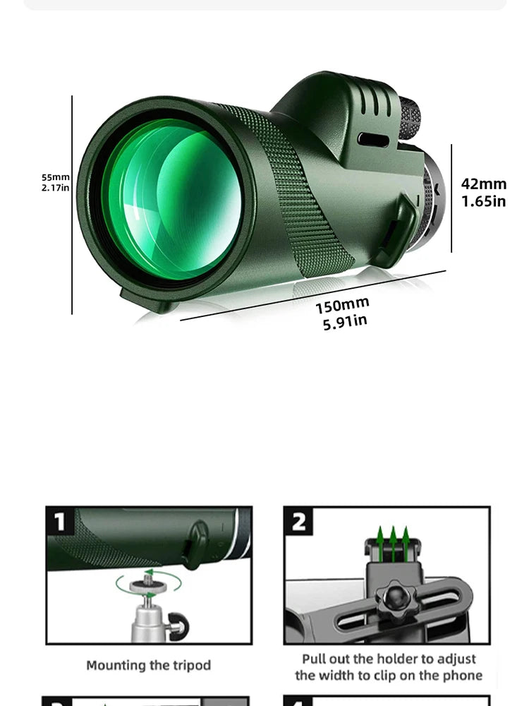 Monóculo Ultra Zoom HD 5000M Titanium Longa DistânciaMini Telescópio Para Caças e Esportes