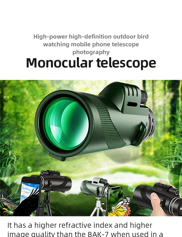 Monóculo Ultra Zoom HD 5000M Titanium Longa DistânciaMini Telescópio Para Caças e Esportes