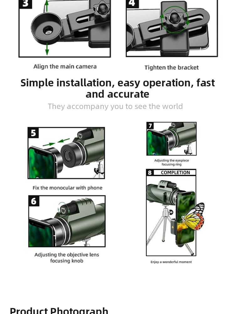 Monóculo Ultra Zoom HD 5000M Titanium Longa DistânciaMini Telescópio Para Caças e Esportes